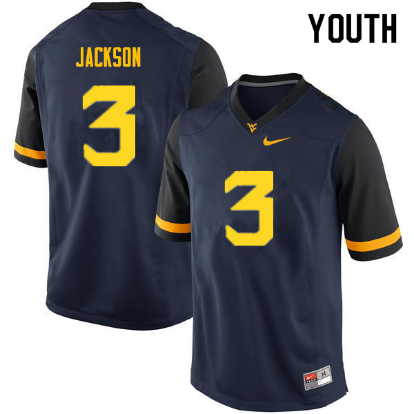 NCAA Youth Trent Jackson West Virginia Mountaineers Navy #3 Nike Stitched Football College Authentic Jersey FE23T22HR